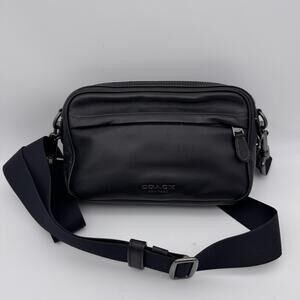 Coach Graham Crossbody Glovetanned Leather Camera Bag Purse Mens F89946 Black